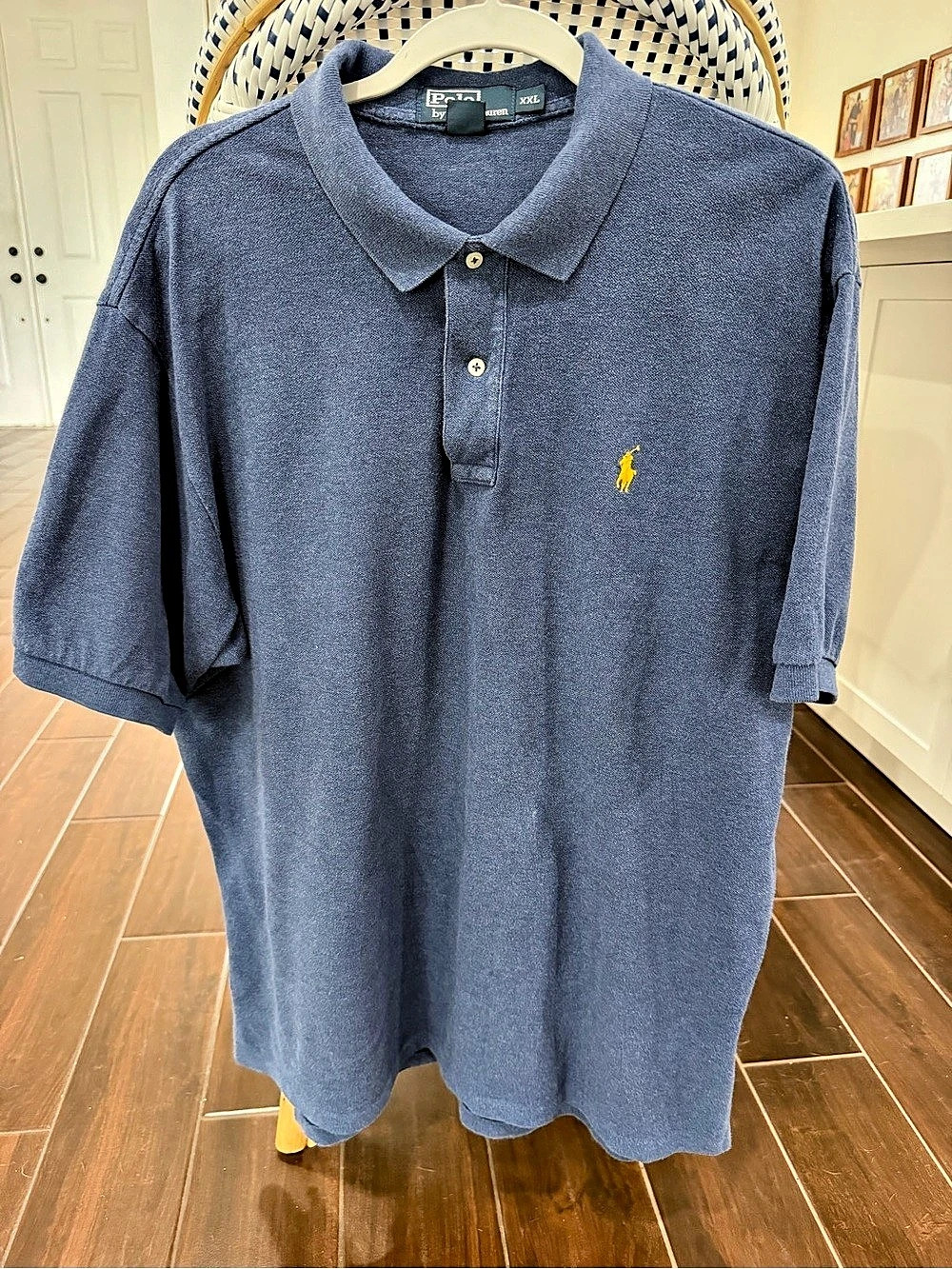 Vintage Polo by Ralph Lauren Shirt Men's XXL Blue Yellow Pony Classic Fit Pique